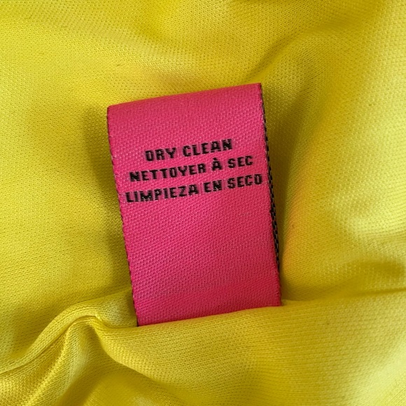 { Betsey Johnson Dress } Yellow Textured Knit Stretch Dress with Ruffle Hem - Picture 8 of 9